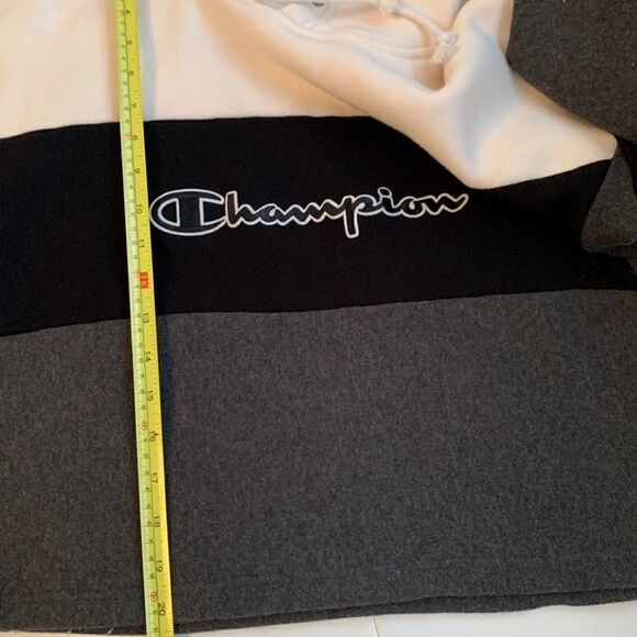 Champion Reverse Weave White/ Black/ Gray Cropped Hoodie. Size M (L) - Picture 5 of 10